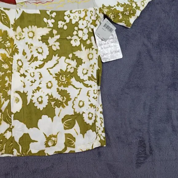 Jams World Shirt Mens Medium Green Hawaiian Graphic Papeete M630RE Pete Hibiscus